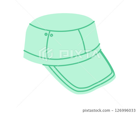 Field Army Cap Hat Summer Head Fashion accessory clothing technical illustration. Vector headgear for Men, women 126996033