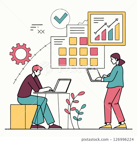 Generic productivity vector illustration for a tech company. Minimalistic style. 126996224