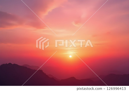 sunset in mountains 126996413