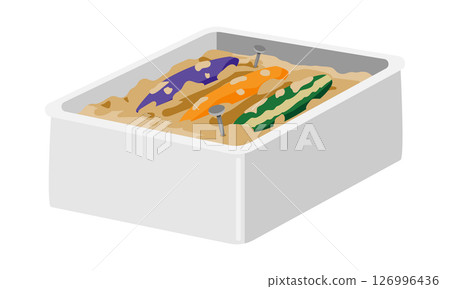 Illustration of a rice bran bed with a nail in it 126996436