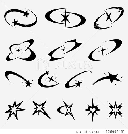 Y2K Star Swirl Vector Set Y2K Star Swirl Vector Set 126996461