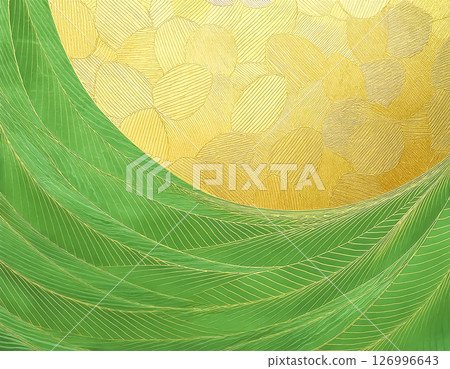 Image material of Japanese paper texture: Circles and ripples, gold and green Image material of Japanese paper texture: Circles and ripples, gold and green 126996643