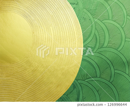 Image material of Japanese paper texture: Circles and ripples, gold and green Image material of Japanese paper texture: Circles and ripples, gold and green 126996644