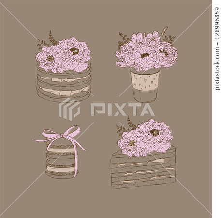 Bakery sweet illustrations brown 126996859
