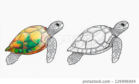 Coloring page with two cute turtle 126996884