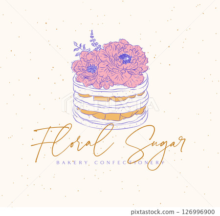 Bakery floral sugar label design 126996900