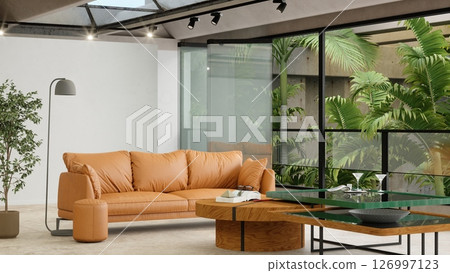 Outdoor Terrace Orange Seating Area Outdoor Terrace Orange Seating Area 126997123