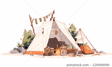 營地搭建的帳篷 126998090