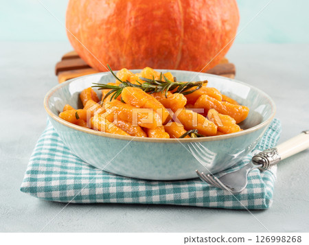 Pumpkin potato gnocchi easy Italian autumn recipe with hokkaido squash Pumpkin potato gnocchi easy Italian autumn recipe with hokkaido squash 126998268