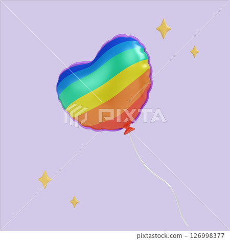 Pride celebration balloon with rainbow colors and sparkles. 3D render illustration Pride celebration balloon with rainbow colors and sparkles. 3D render illustration 126998377