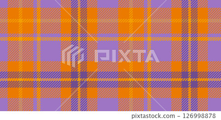 Purple and Orange Plaid Pattern, Seamless Tartan Checkered Design, Perfect for Textiles, Fashion, Home Decor, and Wallpaper. 126998878