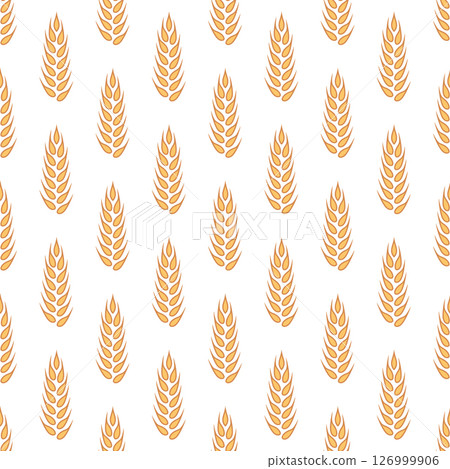 Vector Seamless Pattern with Agriculture Wheat and Cereal Ears. Organic Wheat, Rice Ear Design Template. Bread, Beer Packaging, Farming, Organic Food Concepts Vector Seamless Pattern with Agriculture Wheat and Cereal Ears. Organic Wheat, Rice Ear Design Template. Bread, Beer Packaging, Farming, Organic Food Concepts 126999906