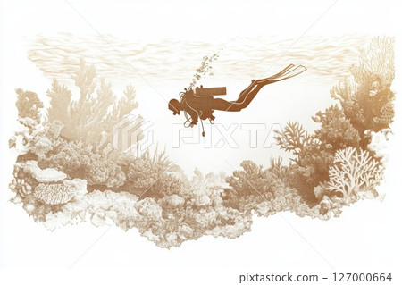 Underwater exploration reveals vibrant coral ecosystems in a tranquil ocean setting during daylight hours Underwater exploration reveals vibrant coral ecosystems in a tranquil ocean setting during daylight hours 127000664