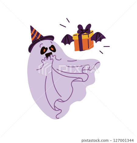 Cute ghost cartoon vector illustration 127001344