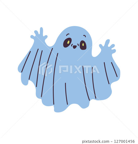 Cute cartoon ghost vector illustration 127001456