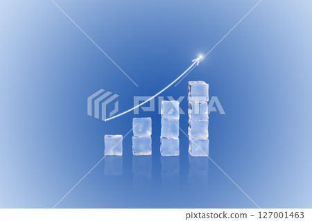 Glass blocks in form of graphical steps up and white arrow of business growth process, start-up, business goals management, sustainable financial plan. Action plan, profit, economic improvement Glass blocks in form of graphical steps up and white arrow of business growth process, start-up, business goals management, sustainable financial plan. Action plan, profit, economic improvement 127001463