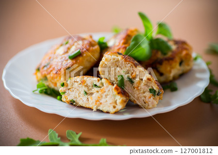 Crispy chicken cutlets for dinner close-up from above Crispy chicken cutlets for dinner close-up from above 127001812