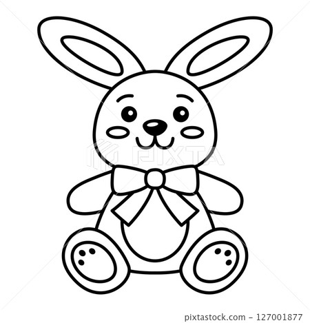 Cute Easter bunny line art with bow Cute Easter bunny line art with bow 127001877