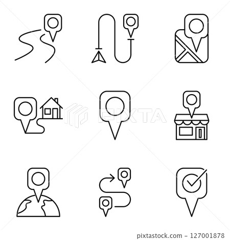 Line style geolocation and destination symbols Line style geolocation and destination symbols 127001878