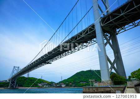 Kanmon Bridge and blue sky Kanmon Bridge and blue sky 127001953
