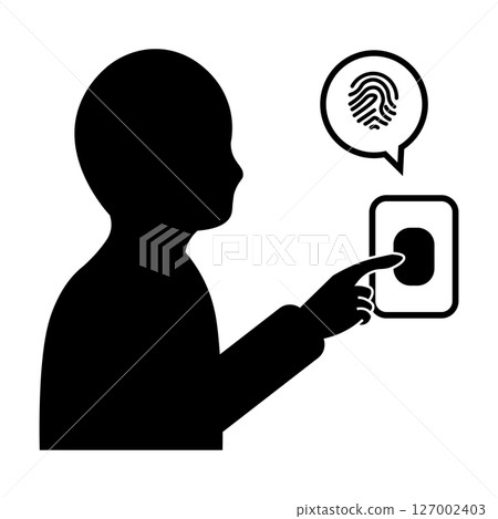 進行指紋認證的人的輪廓 127002403