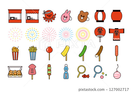 Summer festival icon illustration set 127002717