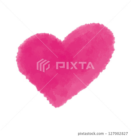 Watercolor red heart in soft aquarelle technique. Hand drawn romantic watercolor heart isolated on white background. Watercolor heart for valentine, love, wedding, romantic illustrations. Red wine. 127002827