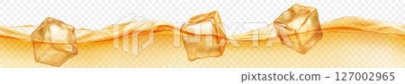 Ice cubes floating in water, in yellow colors. Ice cubes floating in water, in yellow colors. 127002965