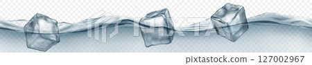 Ice cubes floating in water, in gray colors. Ice cubes floating in water, in gray colors. 127002967