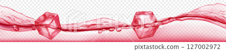 Ice cubes floating in water, in red colors. Ice cubes floating in water, in red colors. 127002972