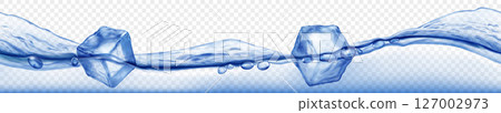 Ice cubes floating in water, in blue colors. 127002973