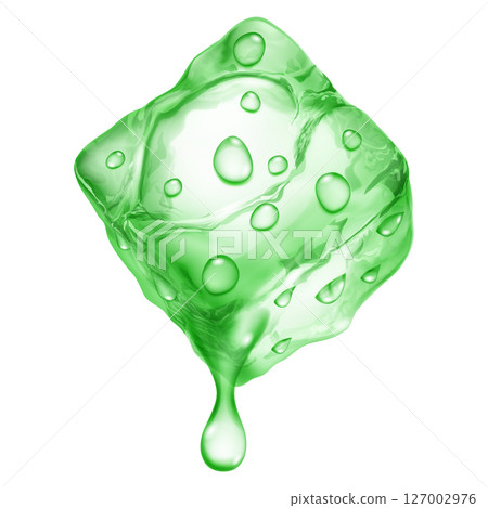 Green translusent ice cube. Green translusent ice cube. 127002976
