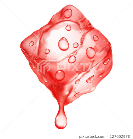 Red translusent ice cube. Red translusent ice cube. 127002978