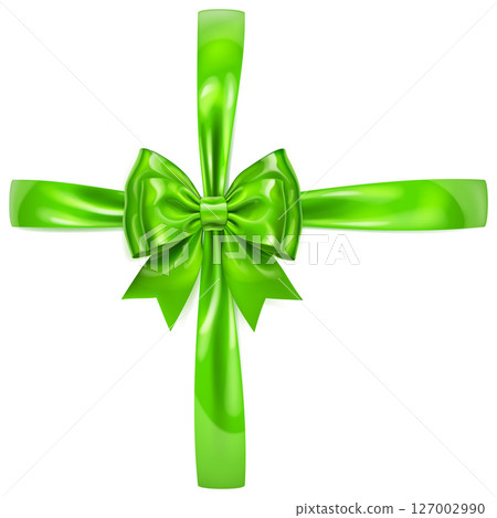 Beautiful green bow with cross ribbons. Beautiful green bow with cross ribbons. 127002990
