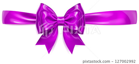 Beautiful purple bow with horizontal ribbon. Beautiful purple bow with horizontal ribbon. 127002992