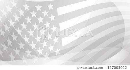 A waving American flag with stars and stripes in grayscale. A waving American flag with stars and stripes in grayscale. 127003022