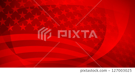 Stylized red American flag with stars and stripes. 127003025