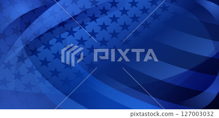American flag with stars and stripes in blue tones. 127003032