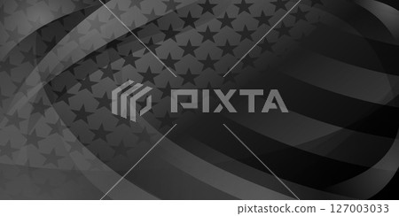 A black and white American flag in a dynamic, waving design. A black and white American flag in a dynamic, waving design. 127003033