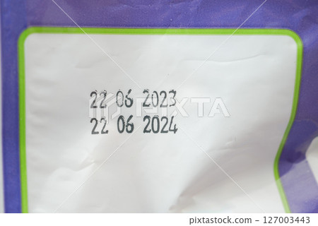 Expiration dates printed on packaging in 2023 and 2024 127003443