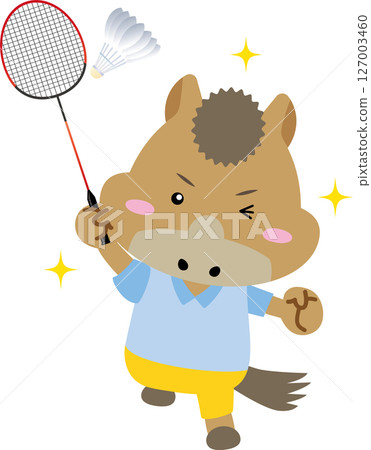 Horse character playing badminton (2026, Year of the Horse) Horse character playing badminton (2026, Year of the Horse) 127003460