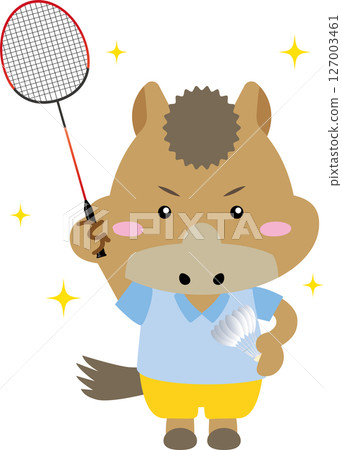 Horse character playing badminton (2026, Year of the Horse) 127003461