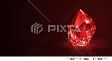 Red gemstone on black background. Red gemstone on black background. 127003469