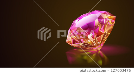 Pink diamond on black background. Pink diamond on black background. 127003476