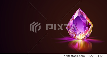 Shiny crystal gemstone on dark background. Shiny crystal gemstone on dark background. 127003479