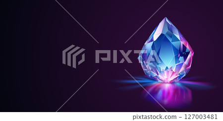 Single shiny light blue crystal. 127003481