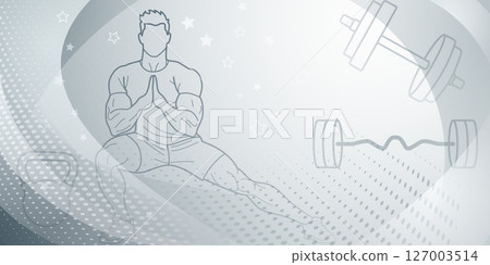 Fitness themed background in gray. 127003514