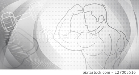 Fitness themed background in gray. 127003516