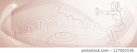 Fitness themed background in brown. 127003536