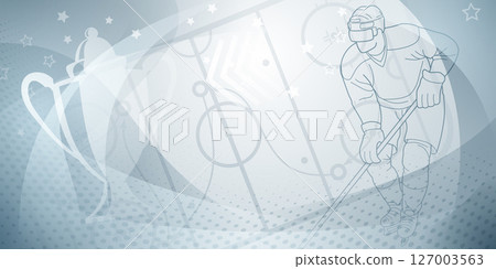 Man playing hockey on ice. Man playing hockey on ice. 127003563